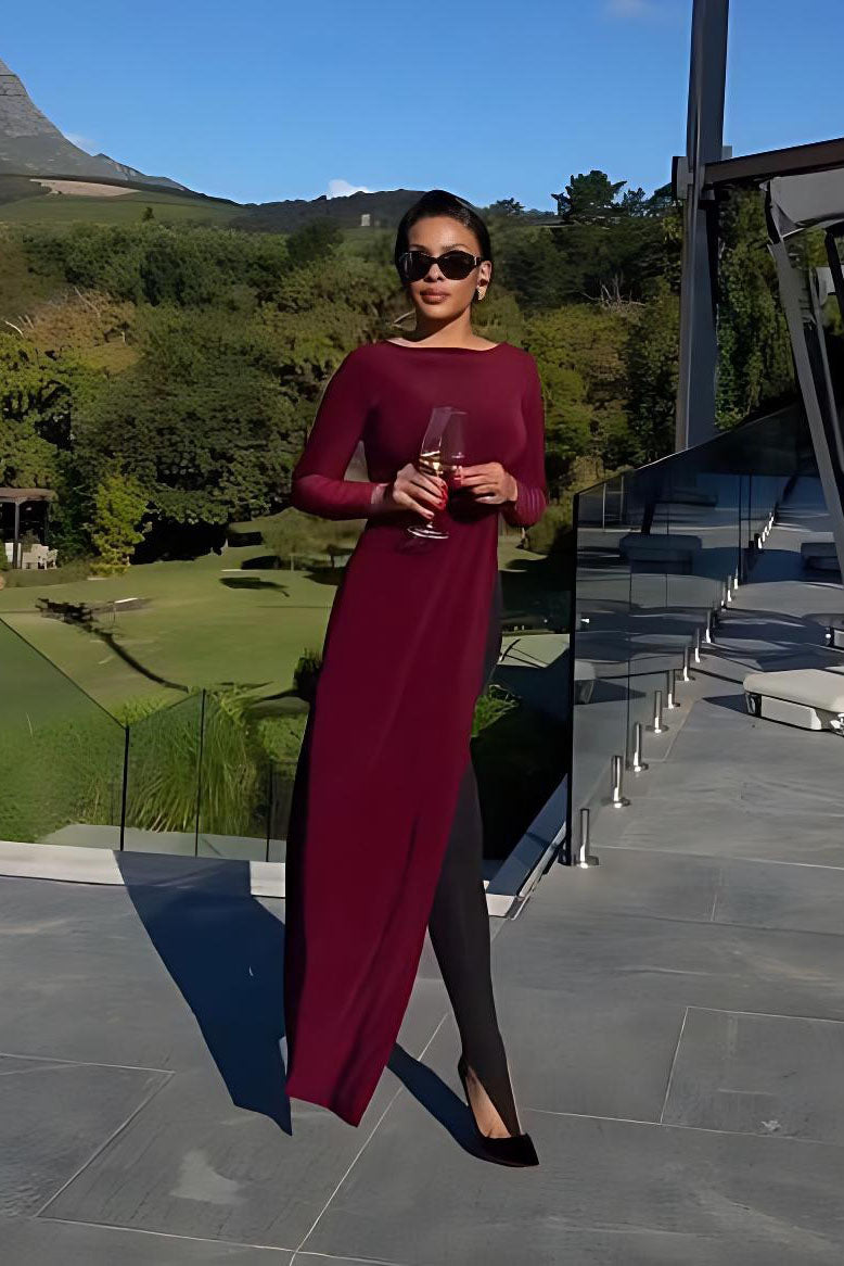 Top court à manches longues Dee Burgundy