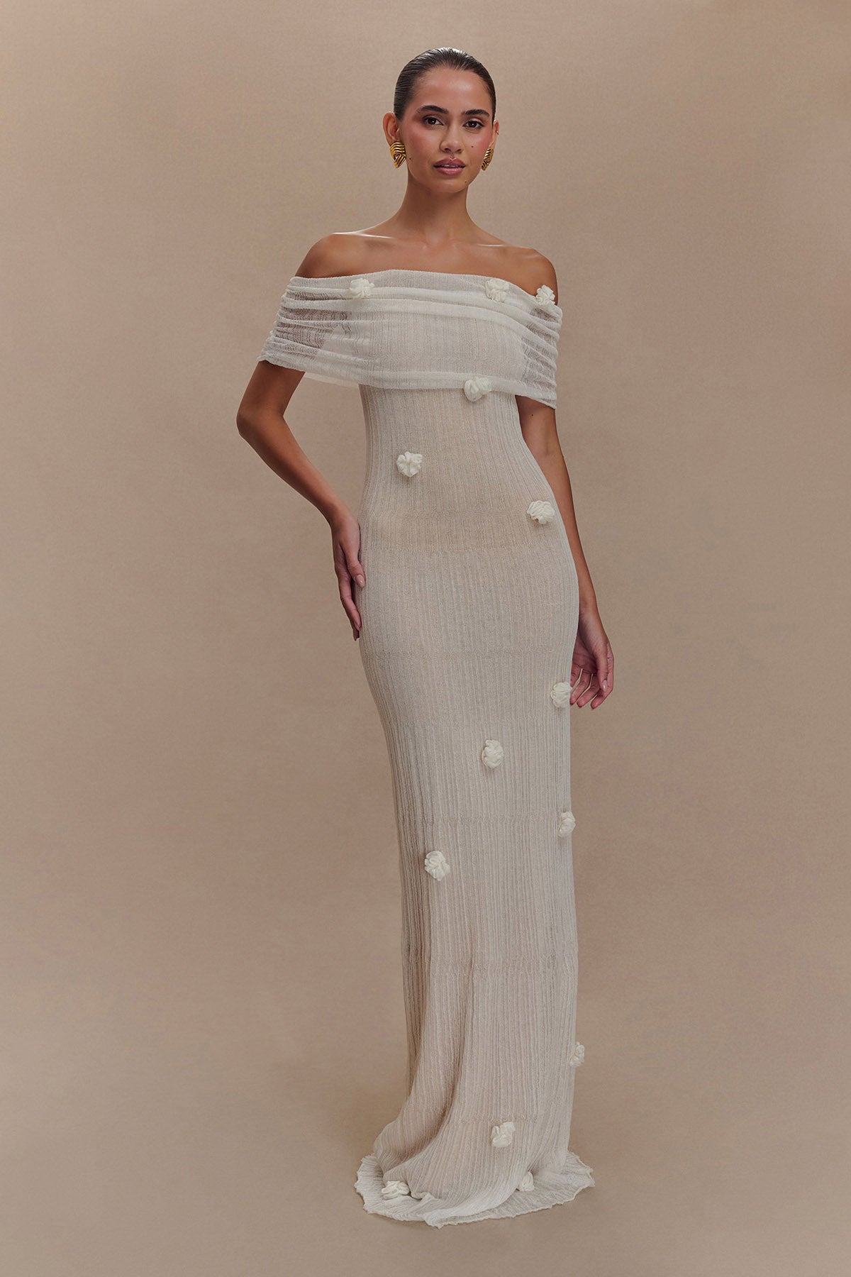 Orchidee Gebreide Maxi-jurk