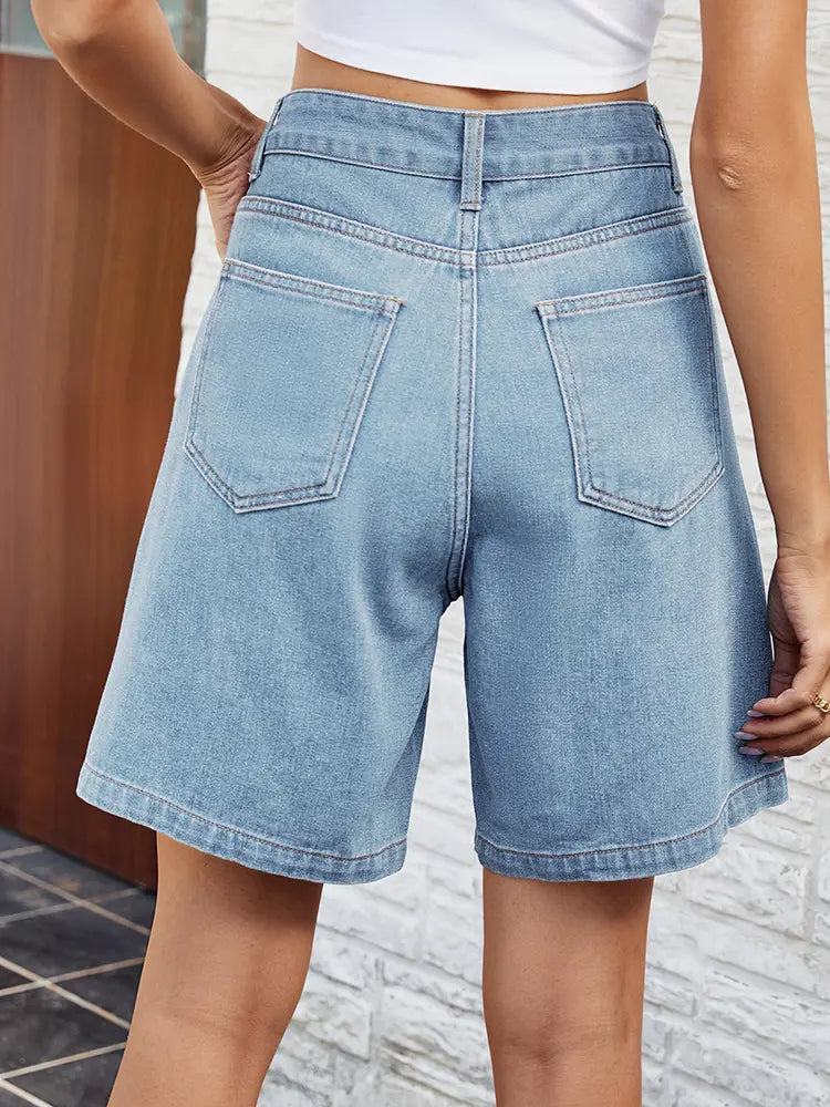 Bermuda en jean à taille ajustable