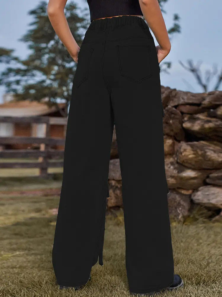 Pantalones cargo de mezclilla con diseño de corbata vintage y alta resistencia