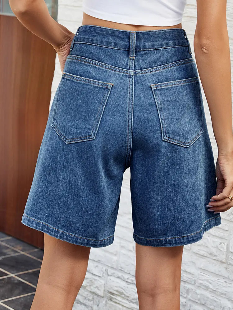 Bermuda en jean à taille ajustable
