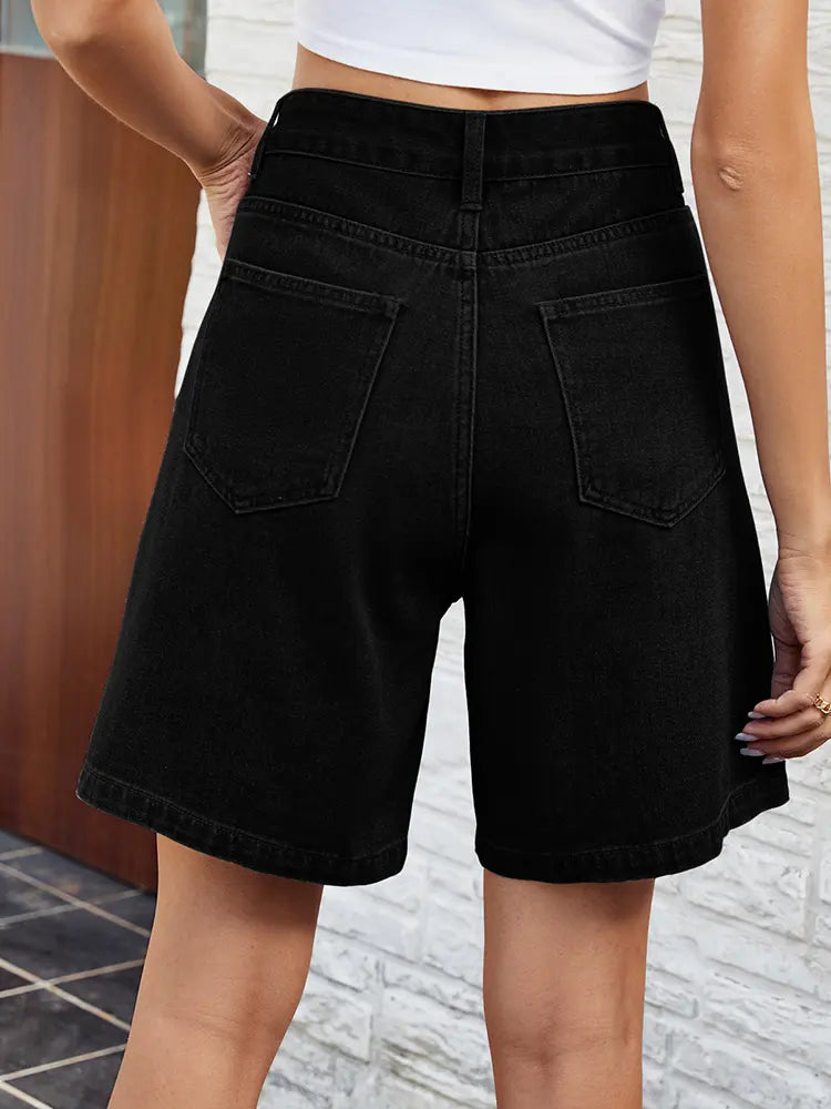 Bermuda en jean à taille ajustable
