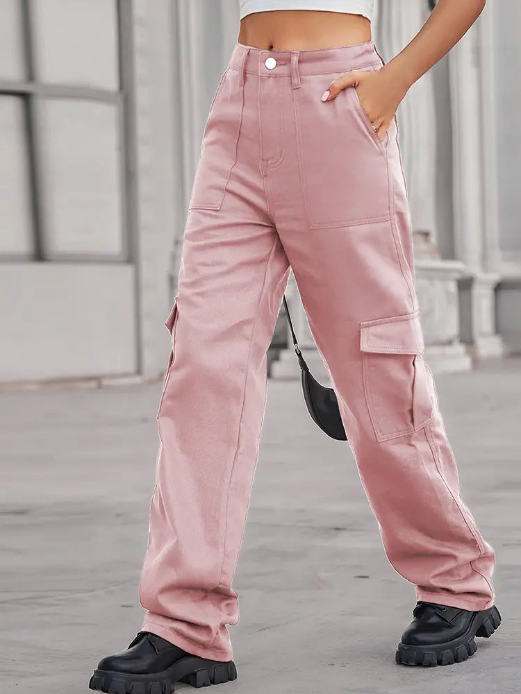 Utility denimbukser med elastisk talje