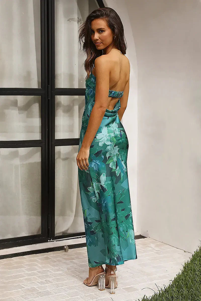 Rochie Maxi Miya - Print Verde