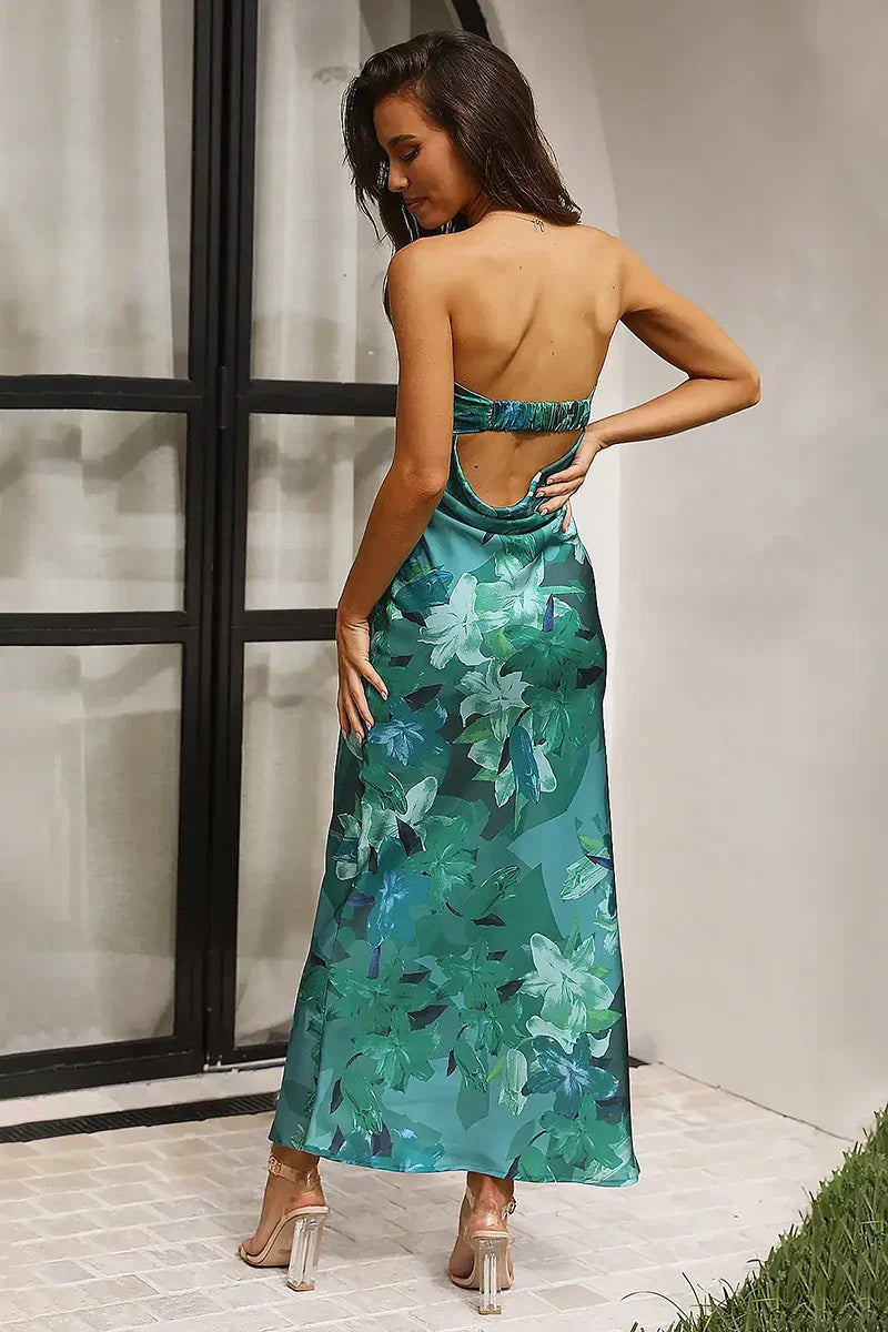 Rochie Maxi Miya - Print Verde