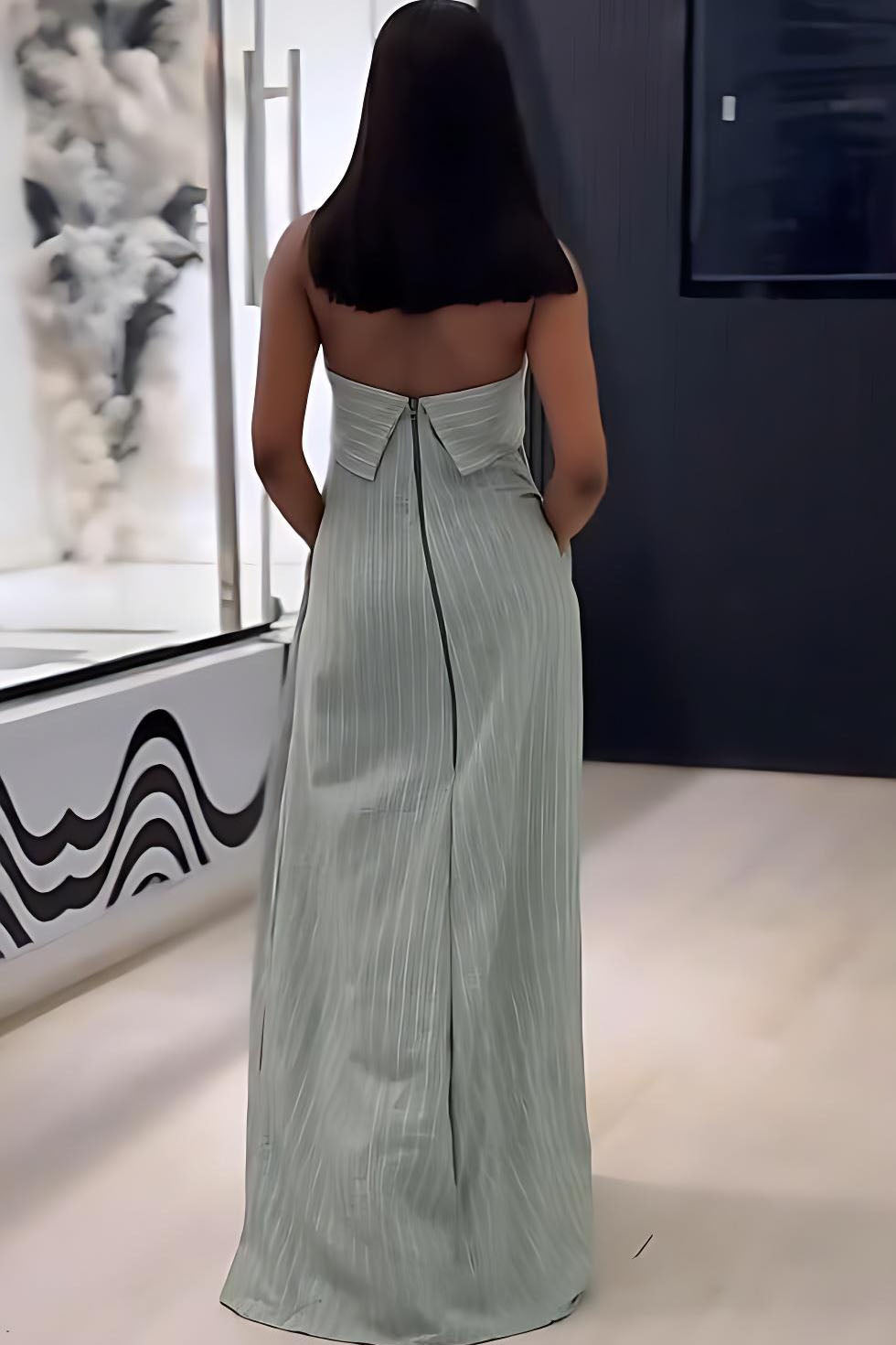 Azure frynsehalo maxi-kjole