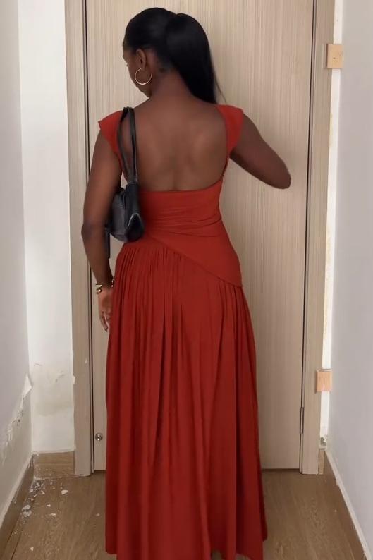 Γλυκό Πορτοκαλί Μακρύ Φόρεμα