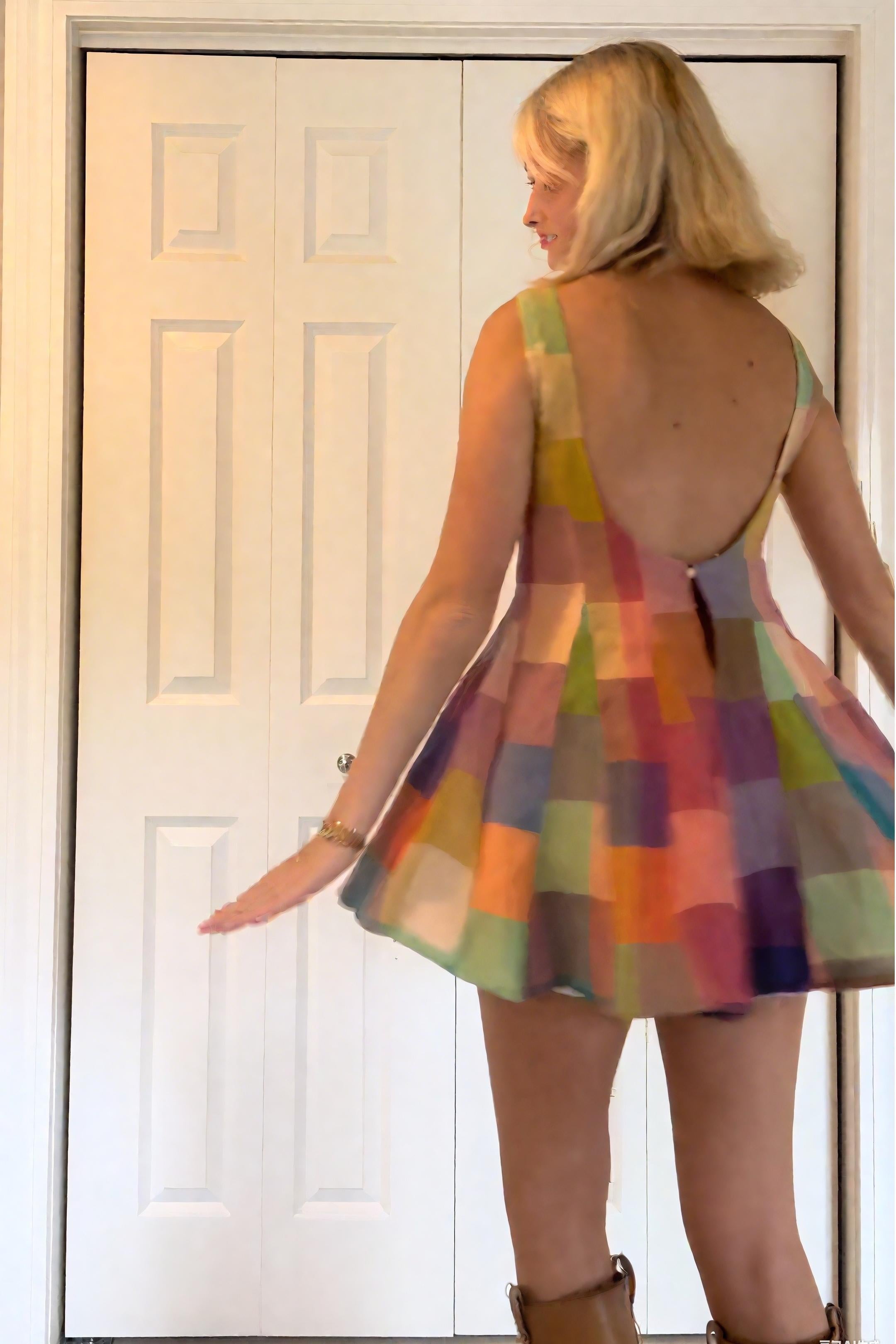 Vibrant Patchwork Grid Sleeveless Jumpsuit