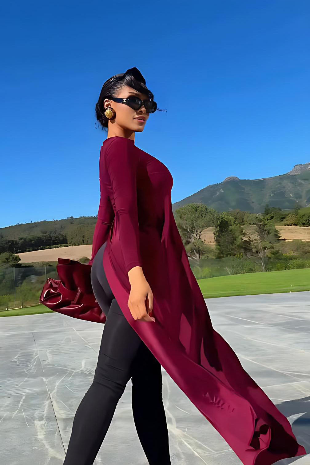 Top court à manches longues Dee Burgundy