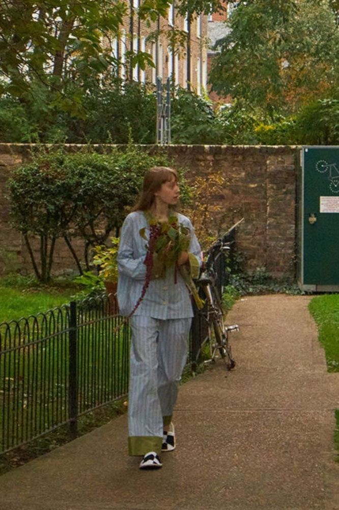 Set de pijamale cu dungi și blocuri de culoare