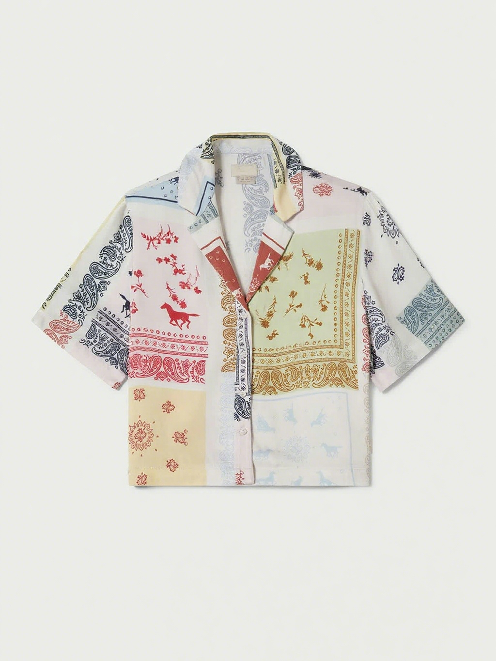 Patchwork Bandana Print Shirt Pants Set