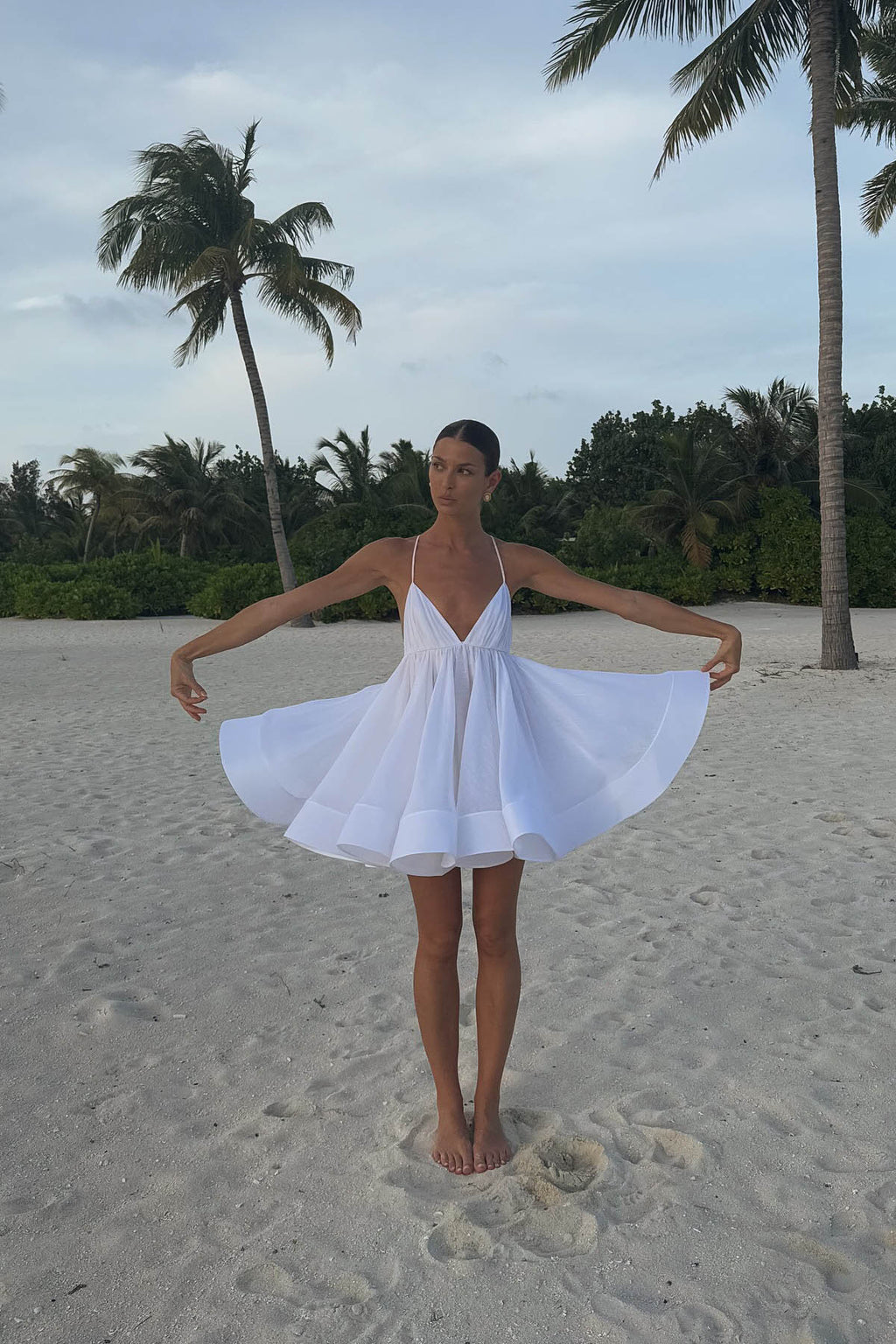 Flared Hem Deep V Backless Mini Dress Flared Hem Deep V Backless Mini Dress