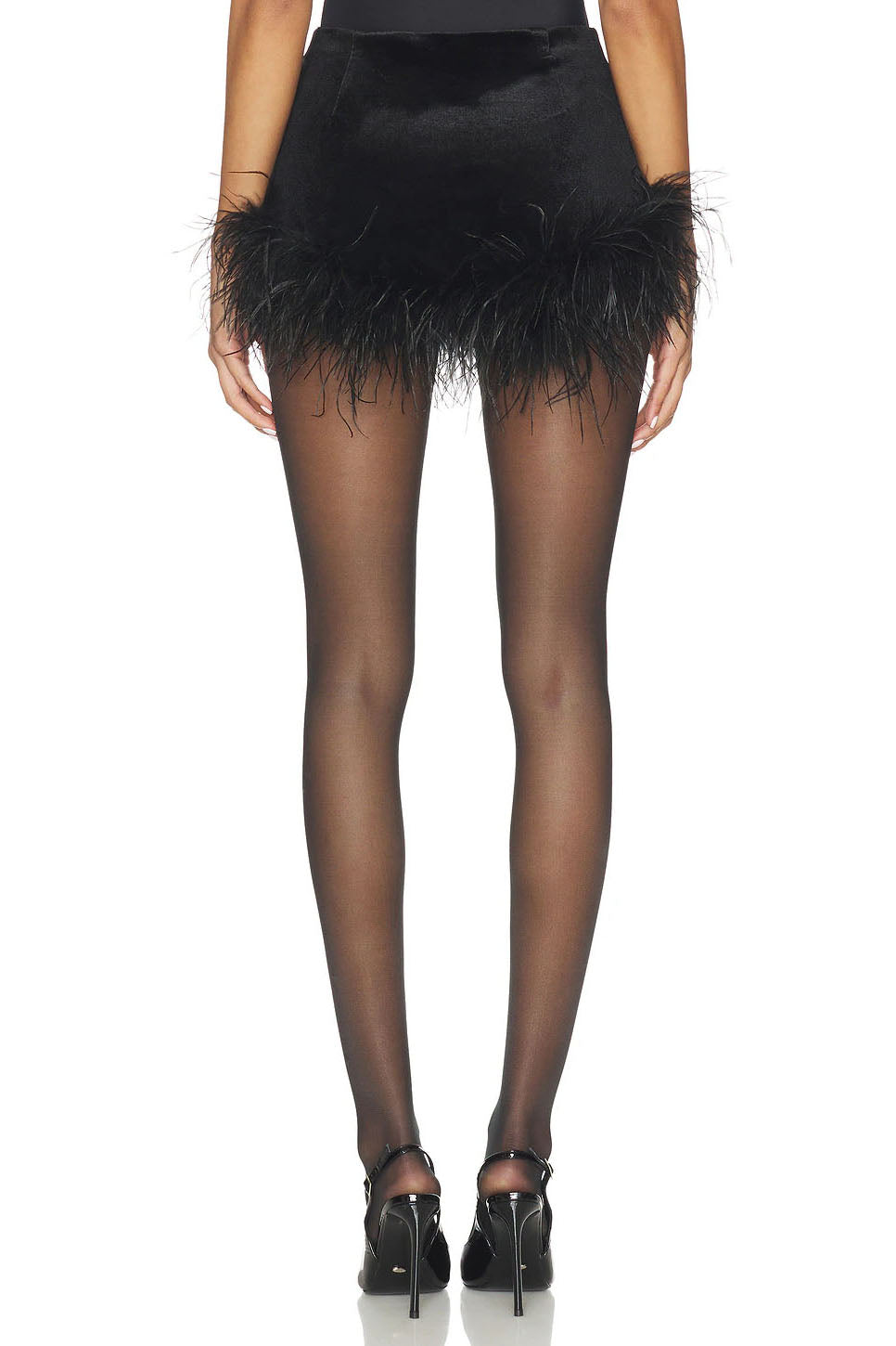 Chiffon Relaxed Shirt & Feather-Trim Velvet Skirt-Pants