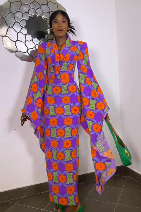 Grace Floral Appliqué Kortärmad midiklänning