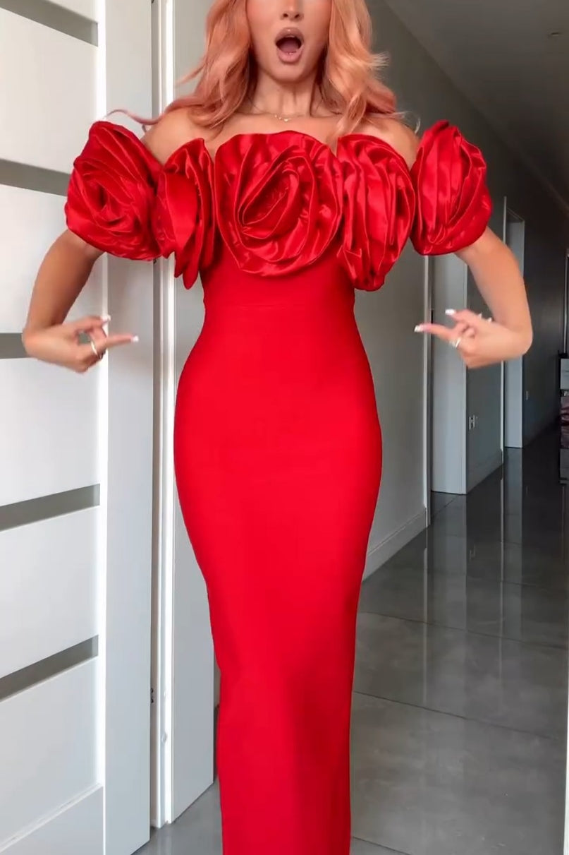 Off Shoulder Ruffled Maxi Dress
