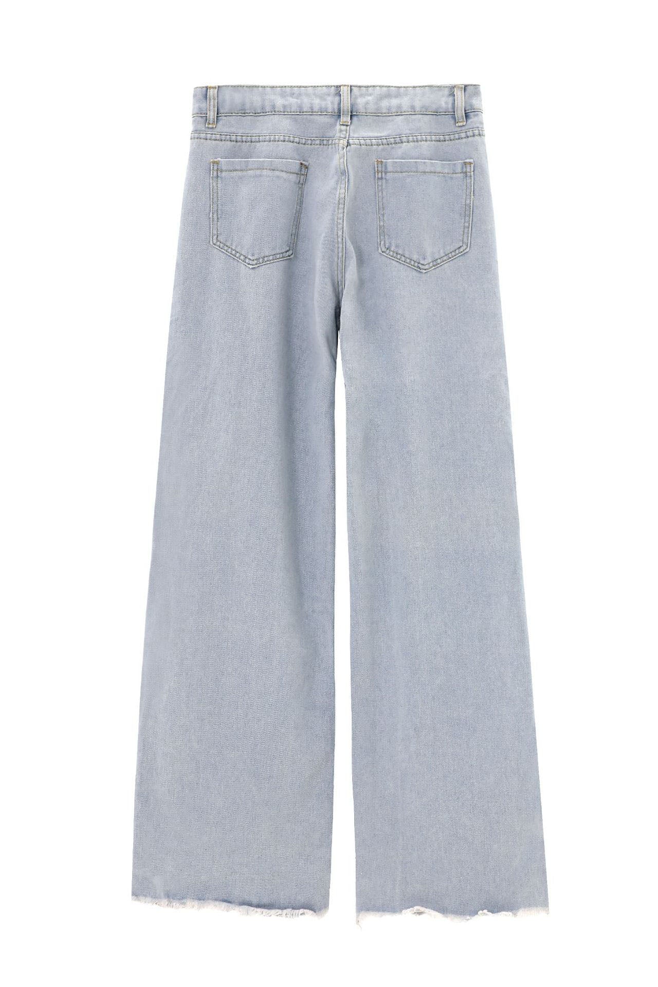 Pantalon en jean à fente latérale orné de strass style années 2000