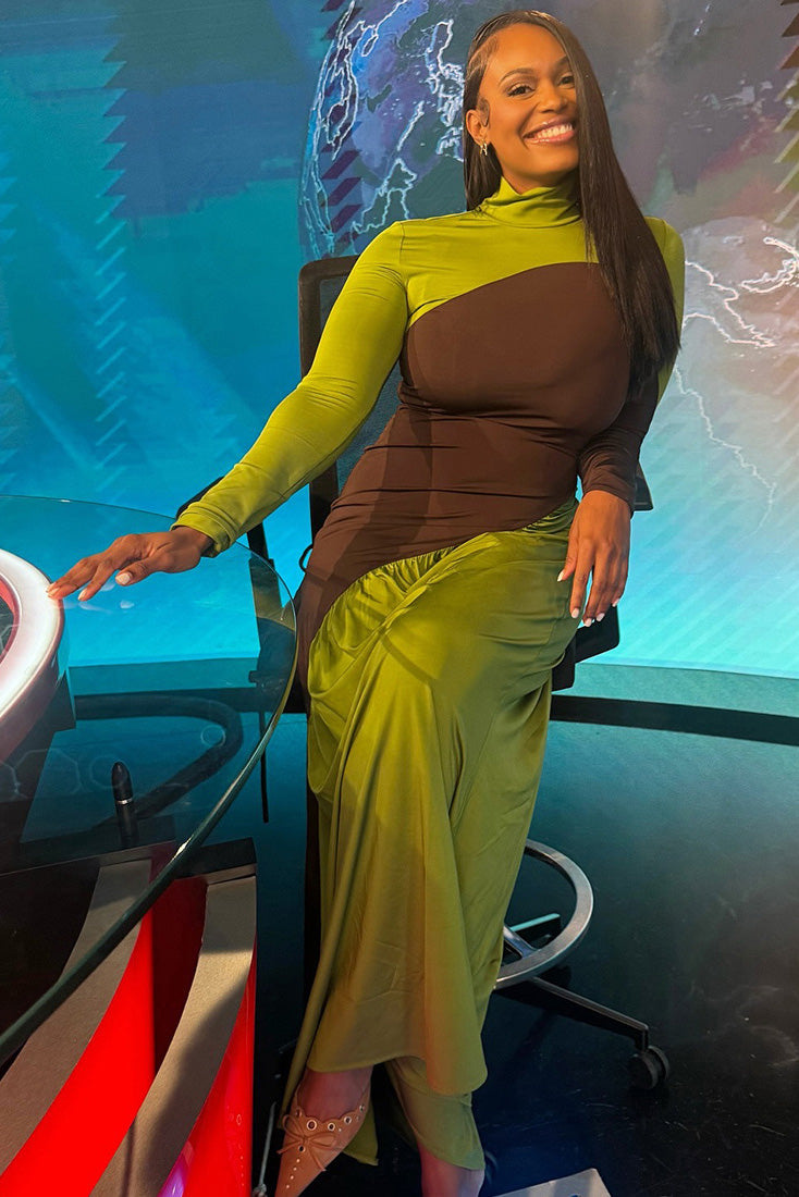 Moderne kunst fargeblokk flyt maxi-kjole