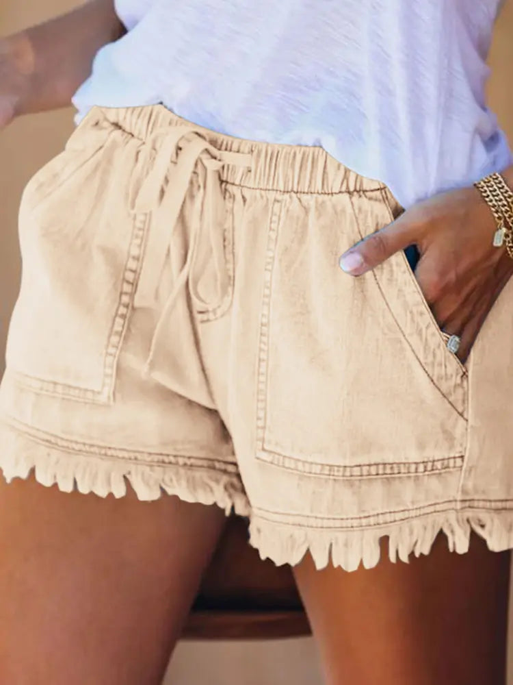 Elastisk talje afslappede denimshorts