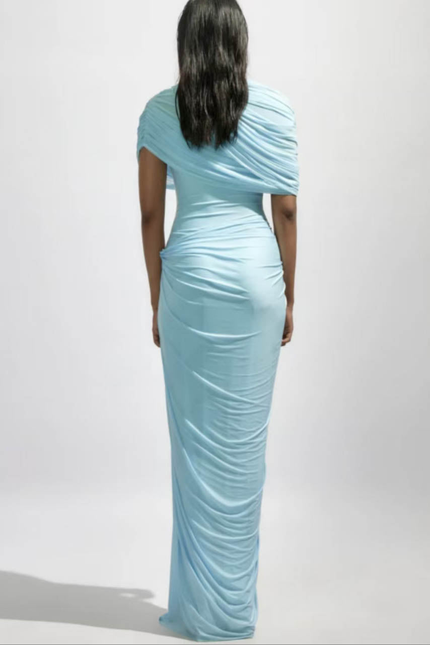 Cloud Drape Ruched Wrap Maxi Dress