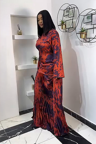 Crimson Tide Pleated Maxi Dress