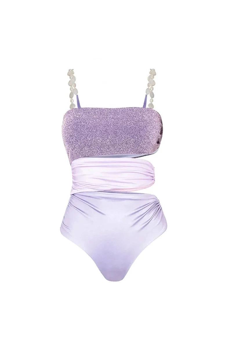 Glitter Cutout Resort Swimsuit Set