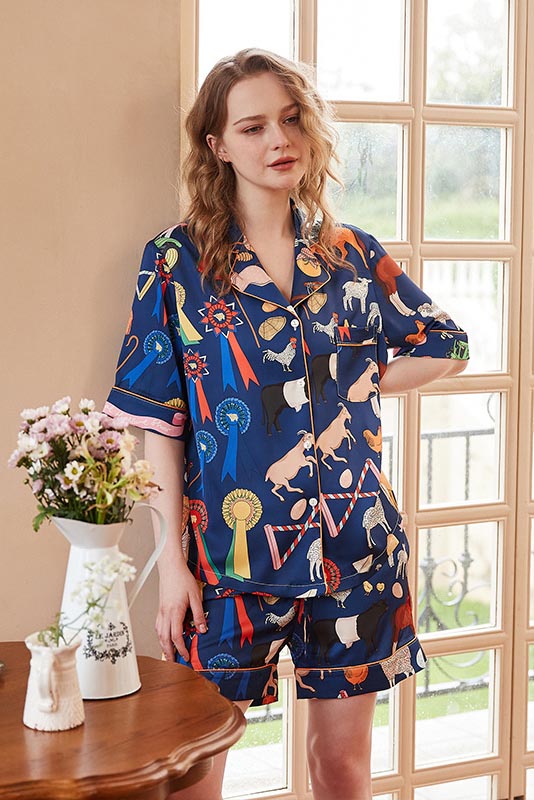 Uroczy Króliczy Wzór Krótkiego Zestawu Loungewear