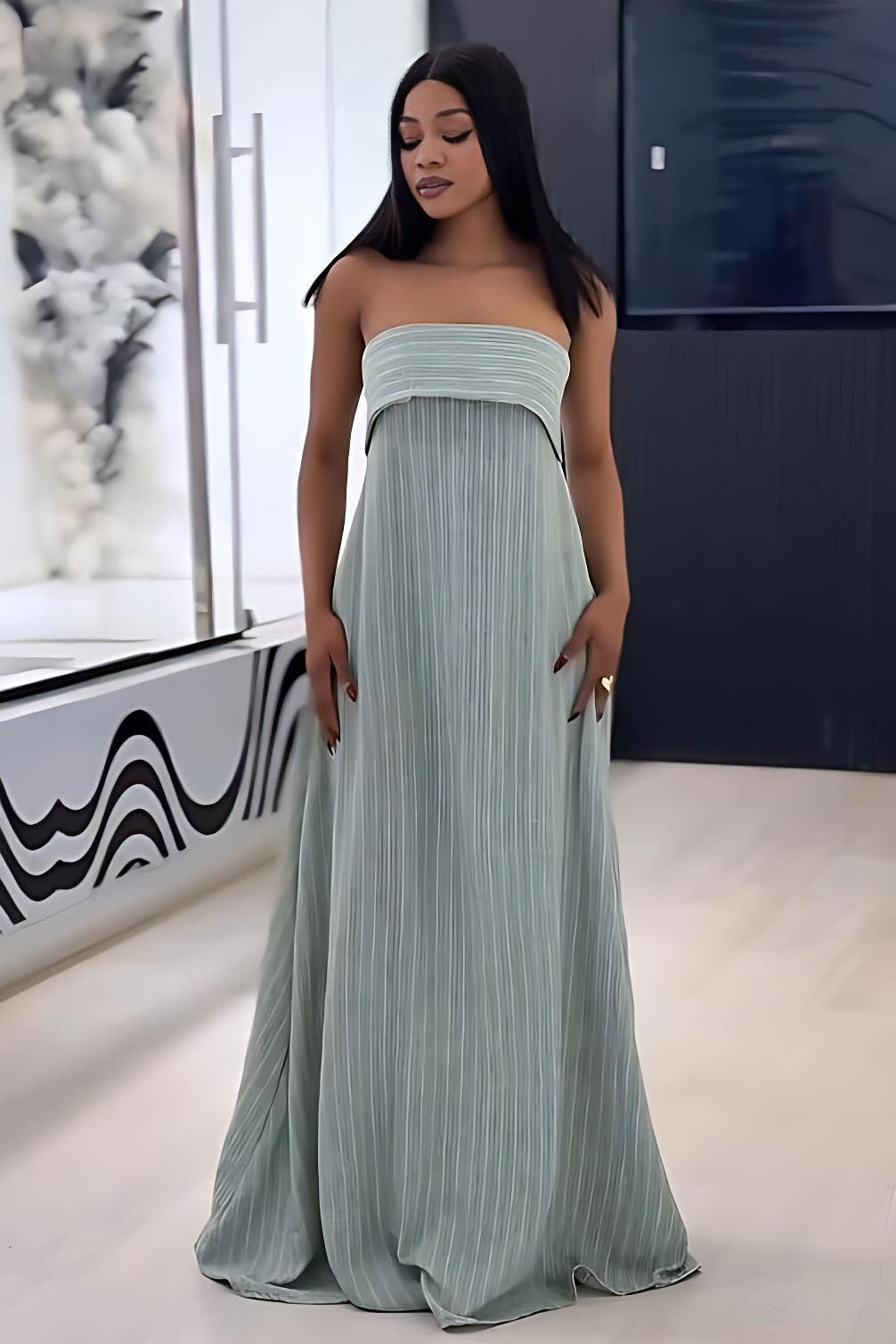 Azure frynsehalo maxi-kjole