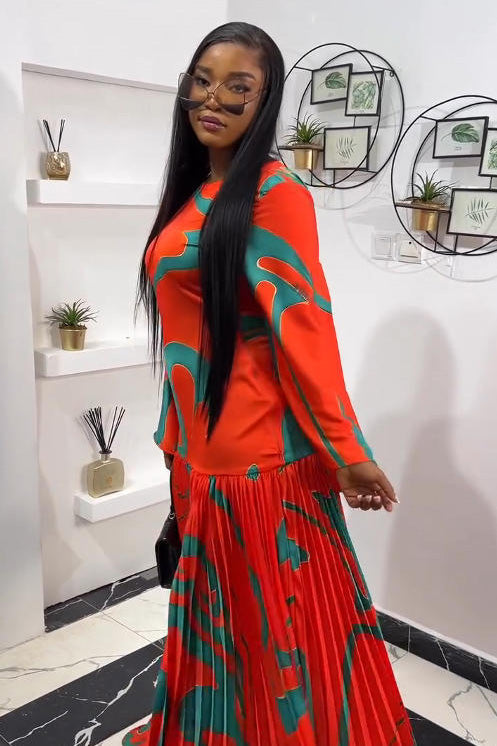 שמלת מקסי זהב חמניות עם קפלים