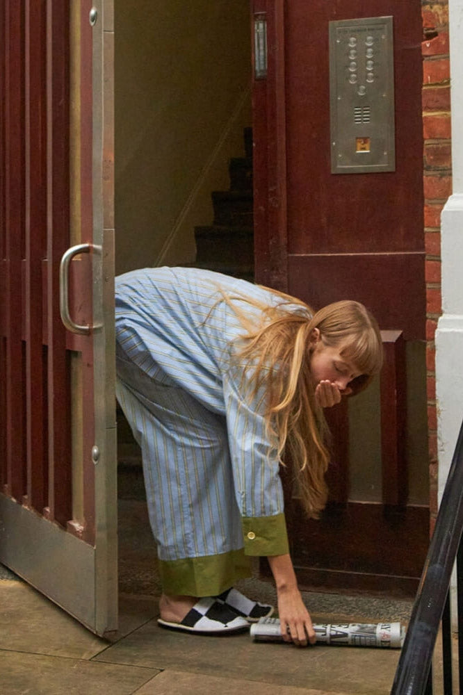 Set de pijamale cu dungi și blocuri de culoare