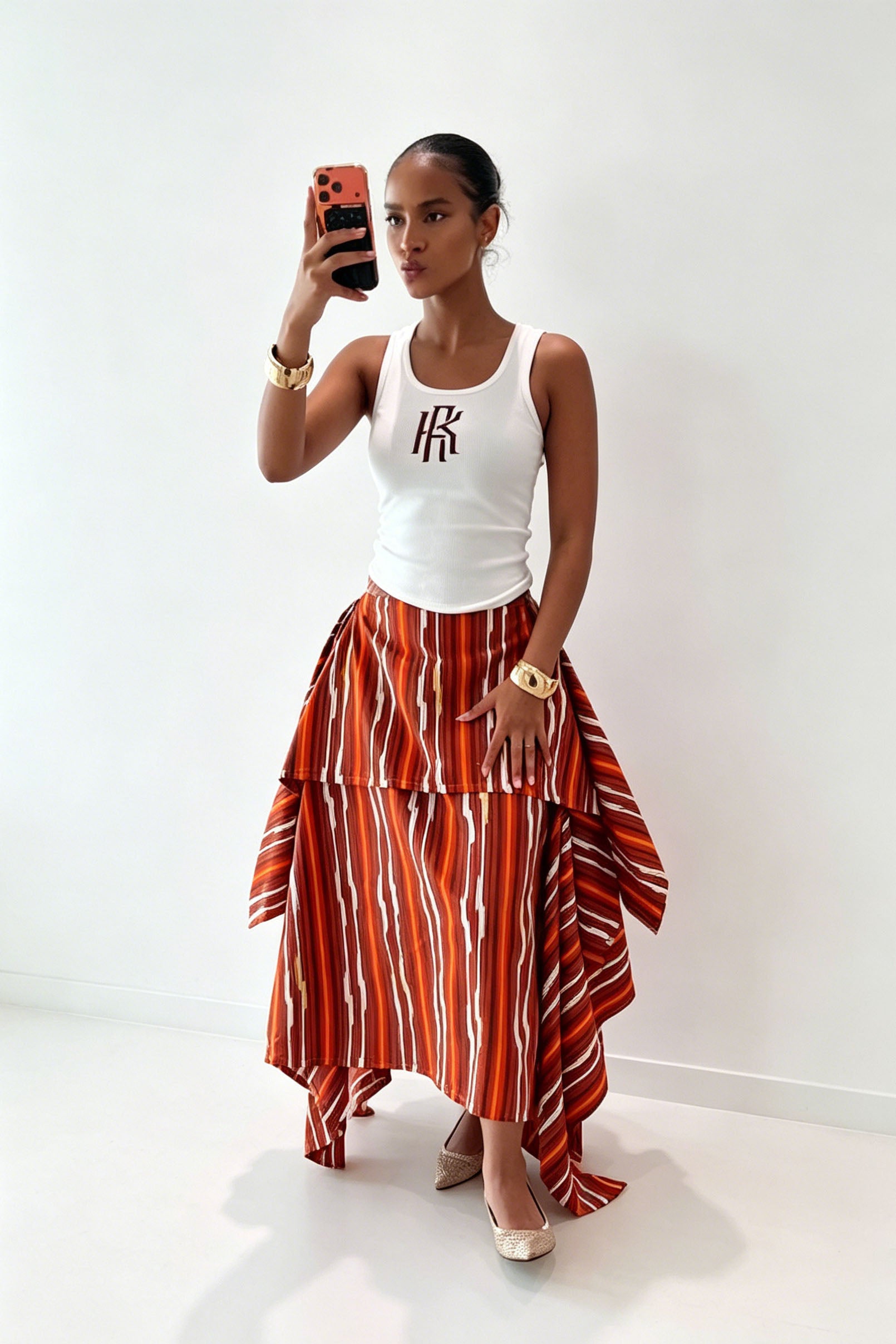 Iridescerende satin maxi-kjole