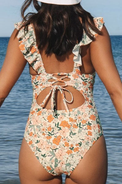 Ruffle Cut-Out One-Piece Swimsuit