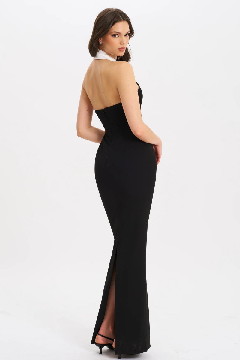 Raelyn Black And White Business Casual Maxi Dress