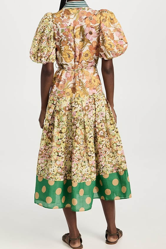 Zielona sukienka z nadrukiem Spliced Muse