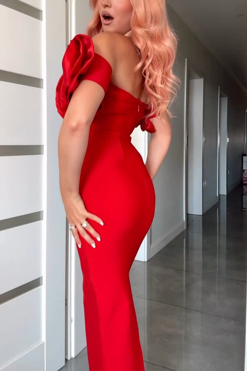Off Shoulder Ruffled Maxi Dress