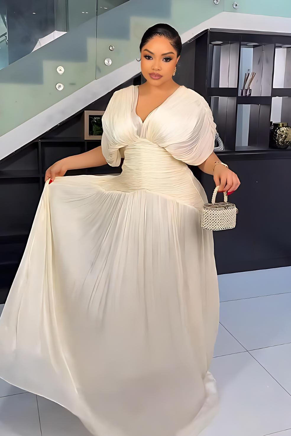 Azure frynsehalo maxi-kjole