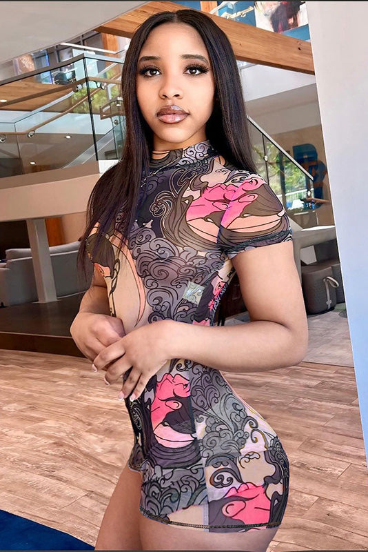 Dreamy Pink-Brown Open-Back Jumpsuit