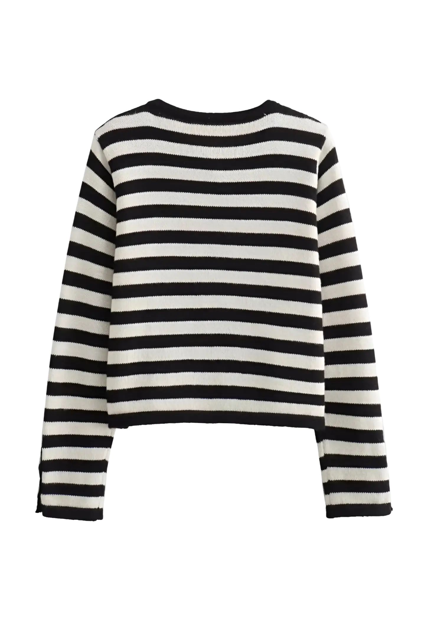 Stripet langermet cardigan med fallende skulder