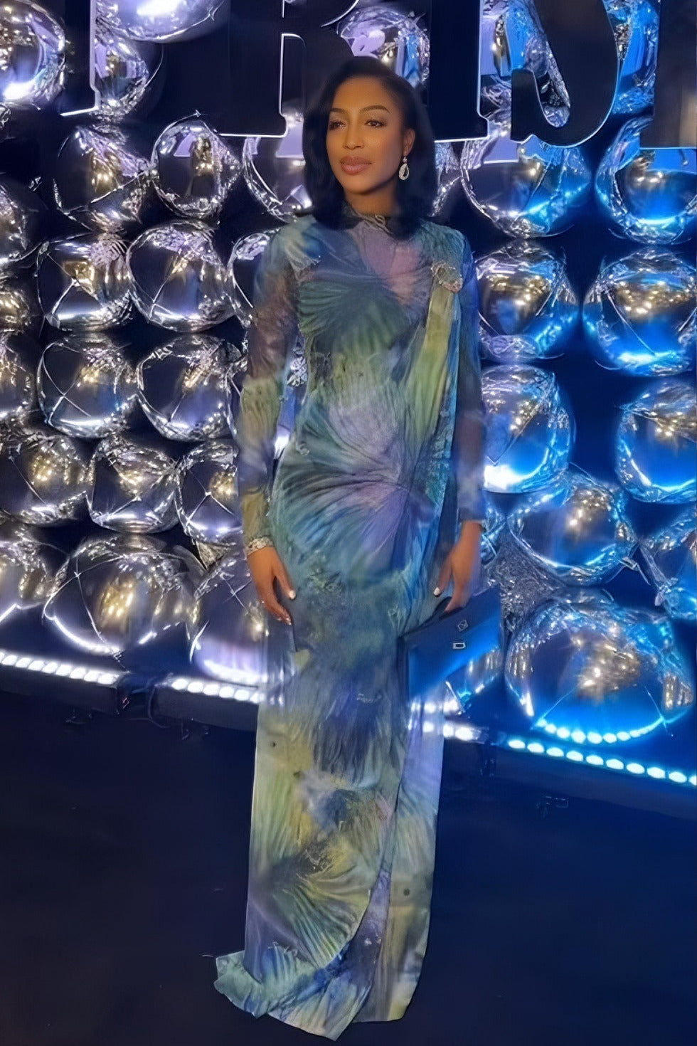 Ethereal Gradient Draped Maxi Dress