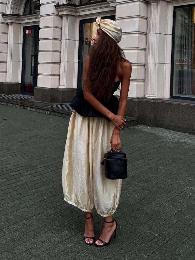 Retro blote buik top en broek set