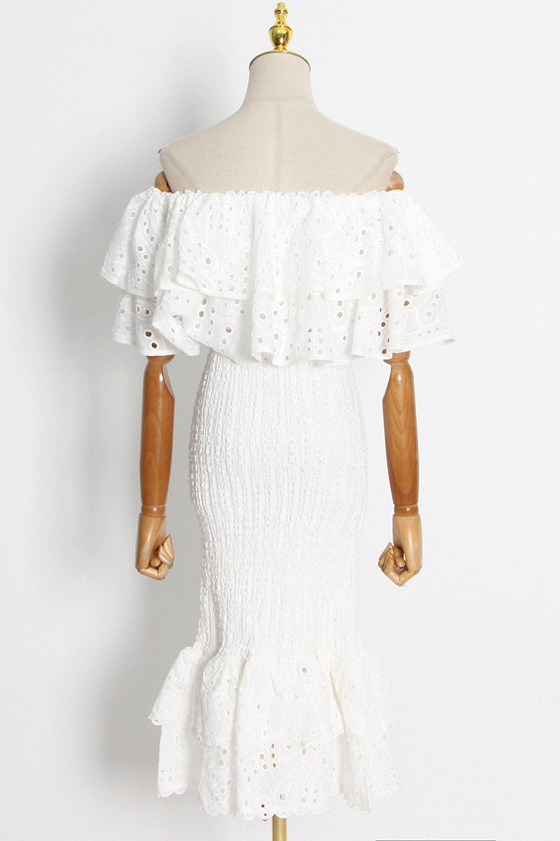 돌리 자수 레이스 티어드 러플 맥시 드레스 세트