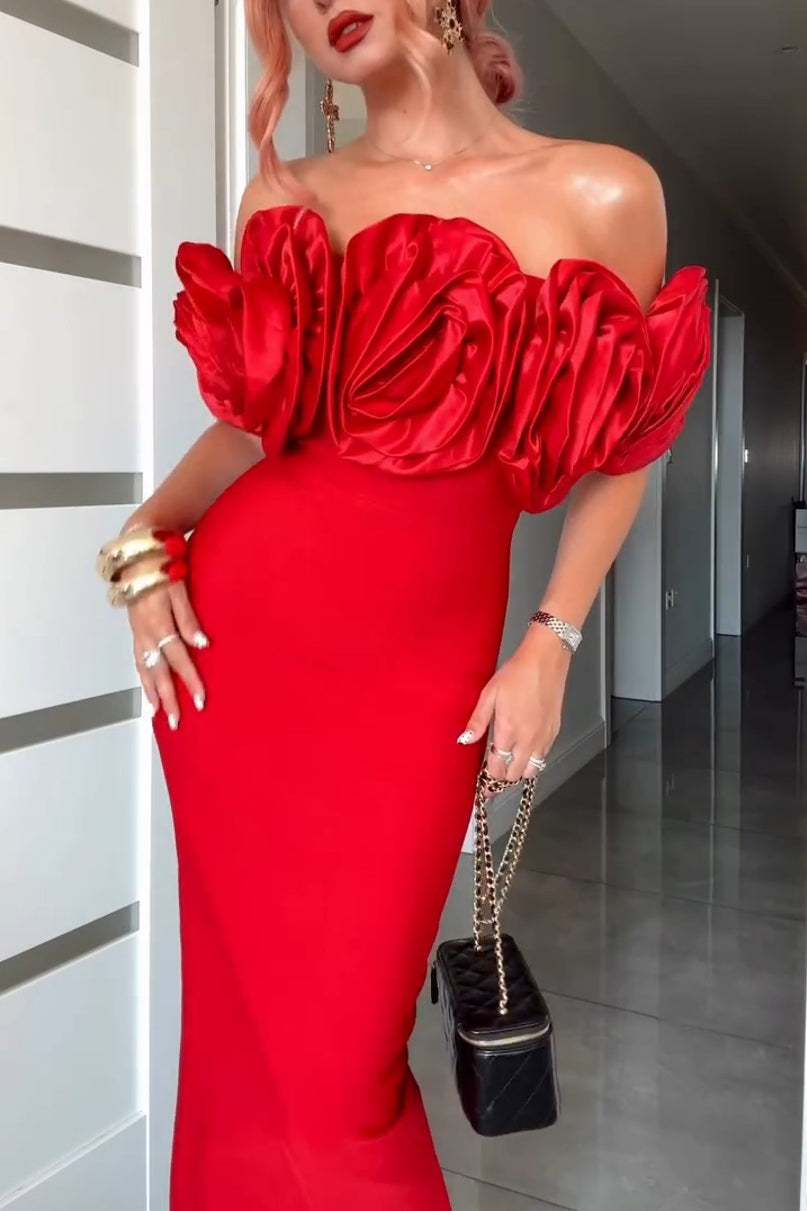 Off Shoulder Ruffled Maxi Dress