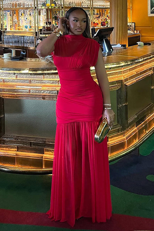 Zamansız Düz Balık Kuyruğu Maxi Elbise