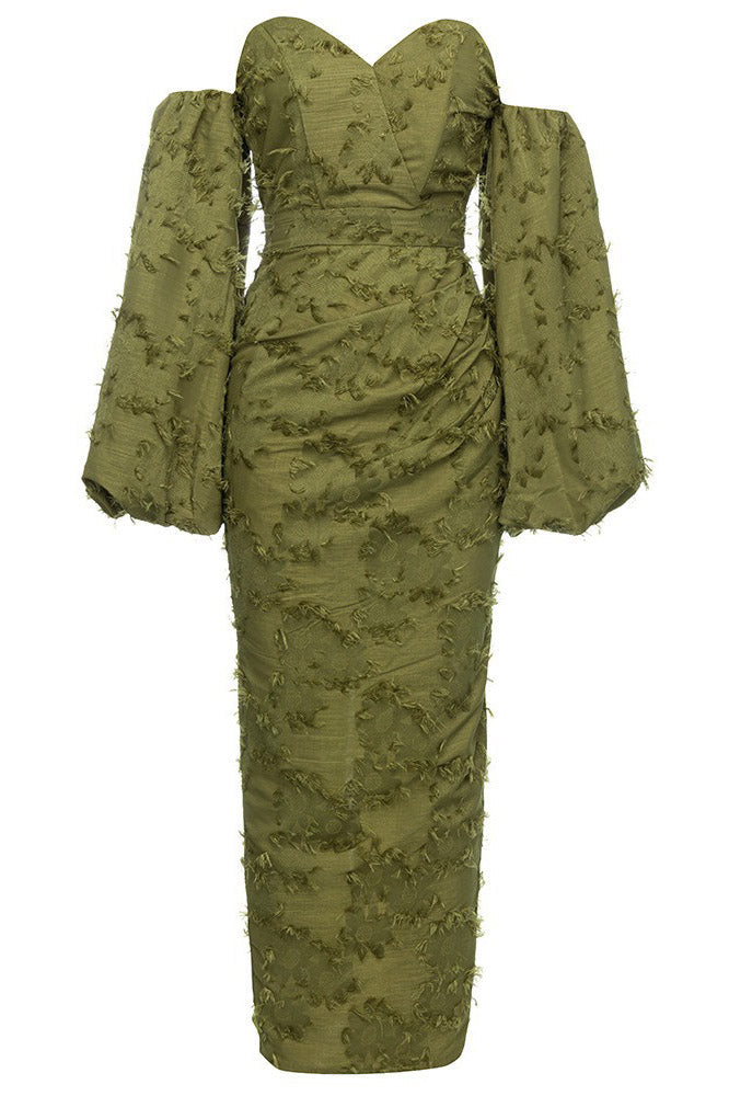 Şık Askısız Uzun Akşam Elbisesi