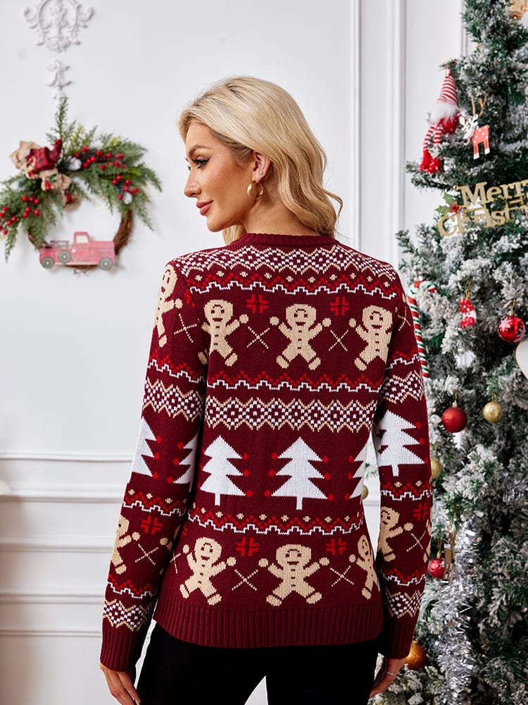 Casual Crewneck broderet sweater – Gingerbread Man