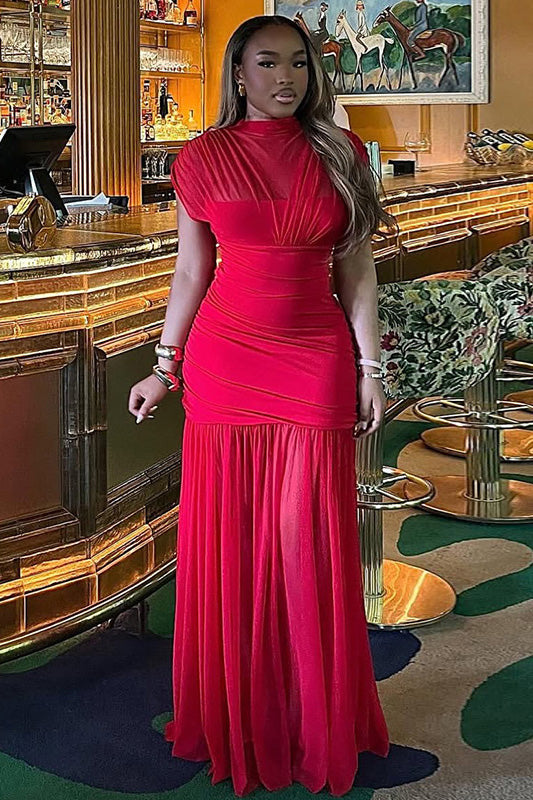 Zamansız Düz Balık Kuyruğu Maxi Elbise