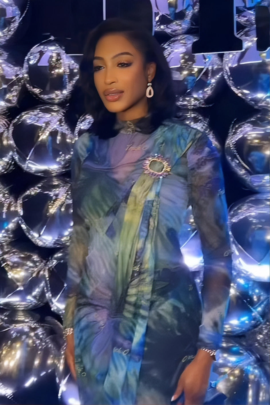 Ethereal Gradient Draped Maxi Dress