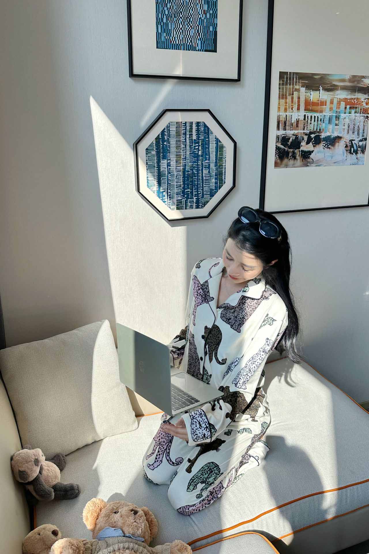 メラード レオパードプリント パジャマセット