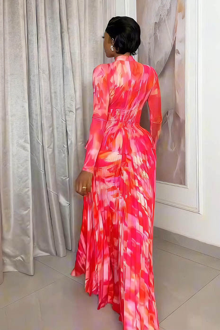 Abstract Ombré Ruffle Skirt Set