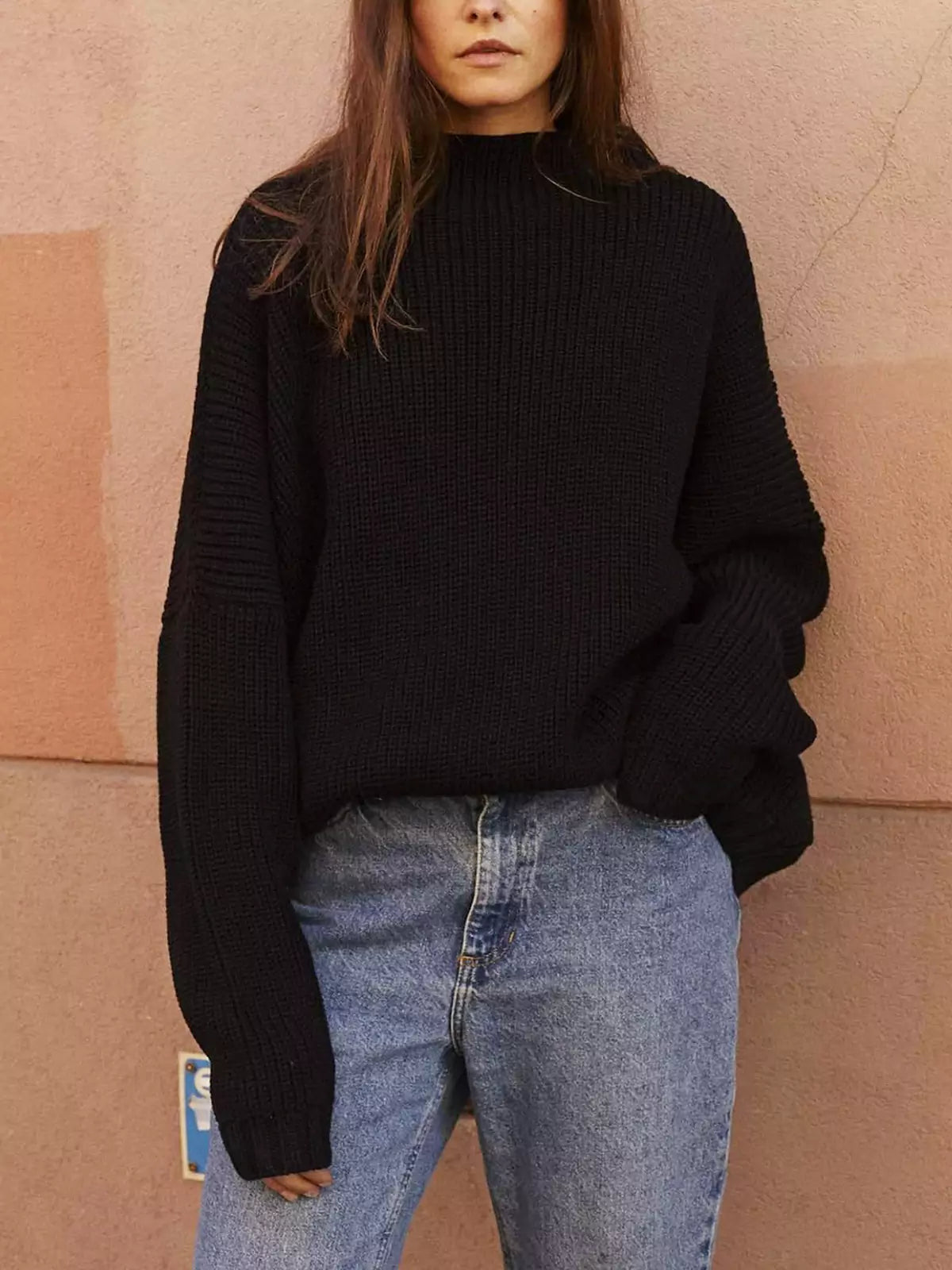 Oversized pletený svetr Batwing a nařasená minisukně