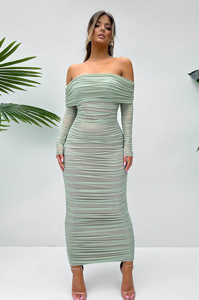 Mesh Raglan Sleeve Slim Fit Pencil Dress Mesh Raglan Sleeve Slim Fit Pencil Dress